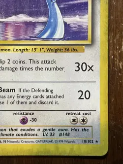 Pokemon TCG Base Set 1999 - Dragonair 18/102 Rare (Poor / Heavily Played) - Image 4