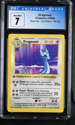 Pokemon TCG Dragonair 18/102 Base Set Shadowless 1st Ed CGC 7 Rare 1999 - Image 1