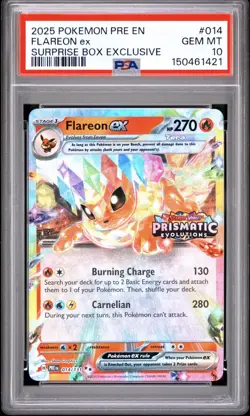 Pokemon TCG Flareon Ex 014/131 Stamped Prismatic Evolutions Promo 2025 PSA 10 - Image 1