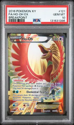 Pokemon TCG Ho-Oh EX Full Art Ultra Holo Rare Card 121/122 XY Breakpoint PSA 10 - Image 1