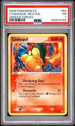 PSA 1 2005 Pokemon EX Unseen Forces Cyndaquil REVERSE Holo Foil Rare 54/115 - Image 1