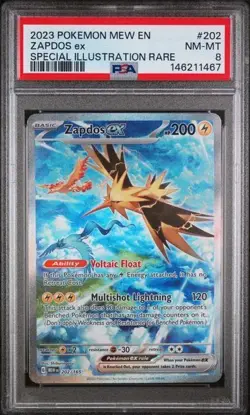 PSA 8 - Zapdos ex 202/165 Sv: Scarlet & Violet 151 Holo Pokemon TCG - Image 1