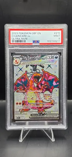 PSA 9 Charizard ex 215/197 Pokemon Obsidian Flames OBF EN Ultra Rare 2023 MINT - Image 1