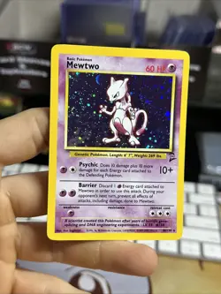 #2 Mewtwo 10/130 Base Set 2 2000 Holo Rare SWIRL WOTC Pokemon Card TCG - Image 3