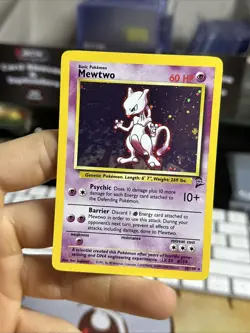 #2 Mewtwo 10/130 Base Set 2 2000 Holo Rare SWIRL WOTC Pokemon Card TCG - Image 4