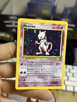 #2 Mewtwo 10/130 Base Set 2 2000 Holo Rare SWIRL WOTC Pokemon Card TCG - Image 5