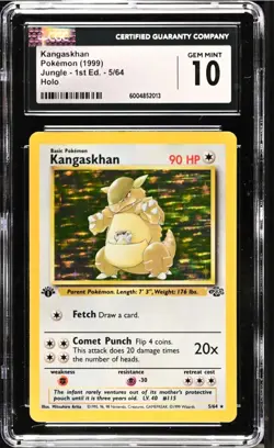 1999 Pokemon Jungle Kangaskhan 1st Edition 5/64 Holo Rare CGC 10 Gem Mint WOTC - Image 1