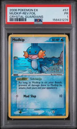 2006 POKEMON EX CRYSTAL GUARDIANS #57 MUDKIP-REVERSE FOIL PSA 1 - Image 1