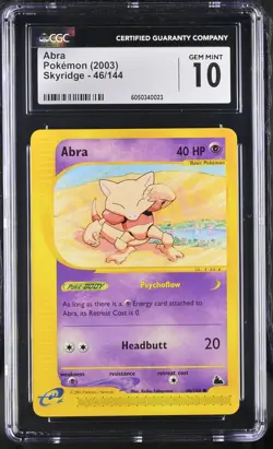 CGC 10 GEM MINT Abra 2003 Skyridge 46/144 Pokemon Card - Image 1