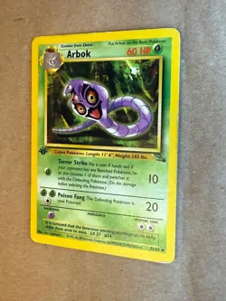 4 Fossil 1st Edition Pokemon Cards Arbok #31 Golbat #34 Graveler #37 Magmar #39 - Image 3