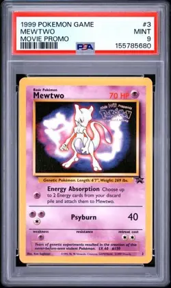 1999 POKEMON GAME MOVIE #3 MEWTWO MOVIE PROMO PSA 9 - Image 1