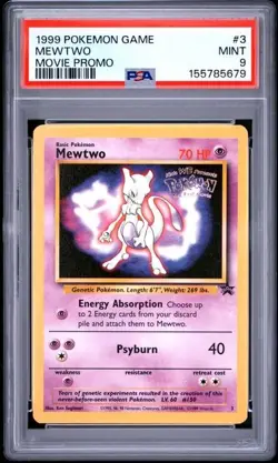 1999 POKEMON GAME MOVIE #3 MEWTWO MOVIE PROMO PSA 9 - Image 3