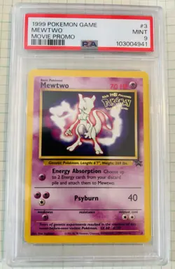 1999 Pokemon Game #3 Mewtwo Movie Promo PSA 9 MINT - Image 1