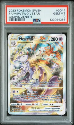 PSA 10 Mewtwo Vstar #GG44 2023 Pokemon Sword And Shield Crown Zenith 133994366 - Image 1