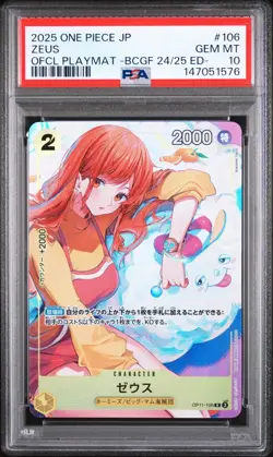 PSA 10 - Zeus & Nami OP11-106 Promo One Piece Japanese Playmat Bandai Card Fest - Image 1