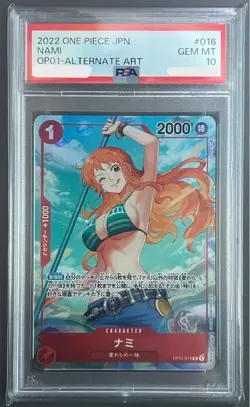 PSA 10 Nami R Parallel OP01-016 Japanese ONE PIECE ROMANCE DAWN - Image 1