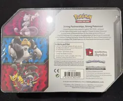 Pokemon TCG: Mewtwo & Mew GX Tag Team Power Partnership Tin Factory Sealed - Image 2