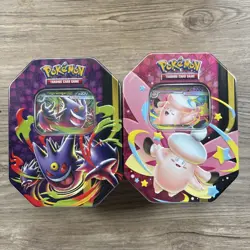 Pokemon TCG Mega Moonlit Tins Gengar & Clefable ex, New Factory Sealed - Image 1