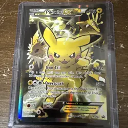 Pokemon TCG Pikachu EX Black Star Promo Ultra Full Art Holo Card XY 124 - Image 1