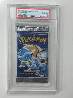 1999 WOTC Pokemon Blastoise 1st Edition Base Set Shadowless Booster Pack PSA 8 - Image 1