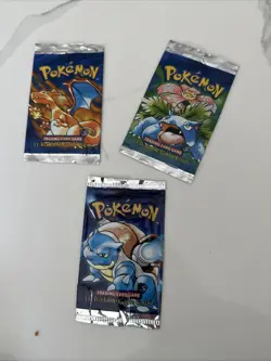3 EMPTY Pokemon Base Set Pack Wrappers Charizard Blastoise Venusaur Shadowless - Image 1