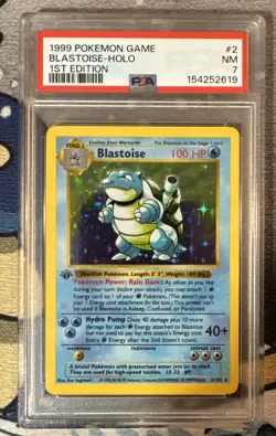 1999 Pokemon Base Set 1st Edition Shadowless Holo Blastoise PSA7 Clean! - Image 1