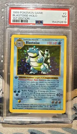 1999 Pokemon Base Set 1st Edition Shadowless Holo Blastoise PSA7 Clean! - Image 4