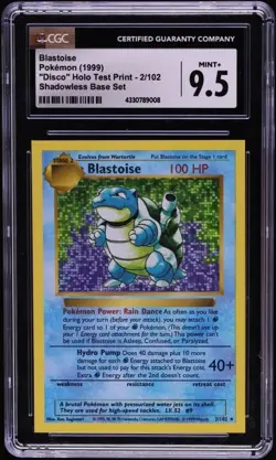 CGC 9.5 BLASTOISE 1999 POKEMON SHADOWLESS BASE SET DISCO HOLO TEST PRINT - Image 1