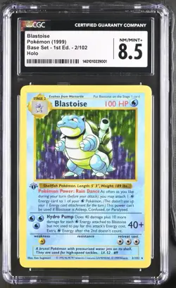 Pokemon Blastoise 1st Edition Shadowless Base Set 1999 Holo CGC 8.5 (Not PSA) - Image 1