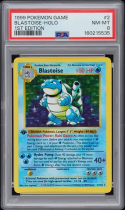Pokemon Blastoise Base Set [SHADOWLESS] 🔥 1st Edition Holo Rare #2 PSA 8 - Image 1