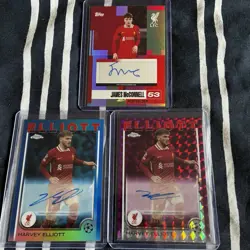 x3 Liverpool Topps Auto Cards Bundle Elliot x2 McConnell Chrome UCC Team Set - Image 1