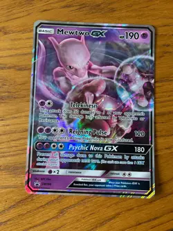 Pokemon TCG JUMBO Mewtwo GX SM196 Promo Holo Card Sun & Moon Black Star NM - Image 2