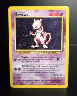 Pokemon TCG - MEWTWO #10 - HOLO - RARE - UNLIMITED - BASE SET (1999) - WOTC - HP - Image 1