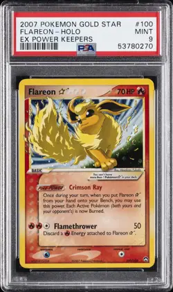 2007 POKEMON EX POWER KEEPERS GOLD STAR #100 FLAREON-HOLO PSA 9 - Image 1