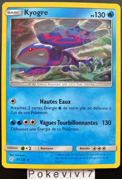 Carte Pokemon KYOGRE 53/236 Holo Mosaique Soleil et Lune 12 SL12 FR NEUF - Image 1