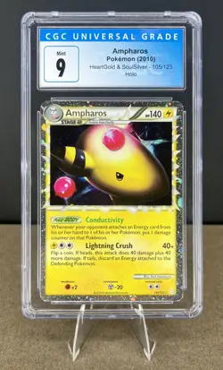 Pokemon 2010 Ampharos Prime HeartGold & SoulSilver 105/123 CGC 9 MINT - Image 1
