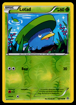 Pokemon - XY - Primal Clash Lotad 10/160 Reverse Holo - NM - Image 1