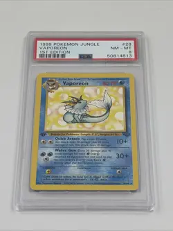 Vaporeon 28/64 1st Edition 1999 Pokemon Jungle PSA 8 NM-MT Regular Near Mint - Image 2