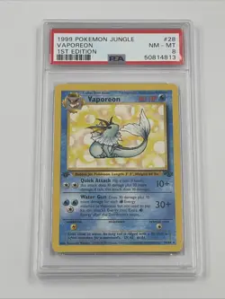 Vaporeon 28/64 1st Edition 1999 Pokemon Jungle PSA 8 NM-MT Regular Near Mint - Image 4