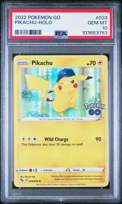 2022 POKEMON GO #028 PIKACHU HOLO PSA 10 #28 - Image 1