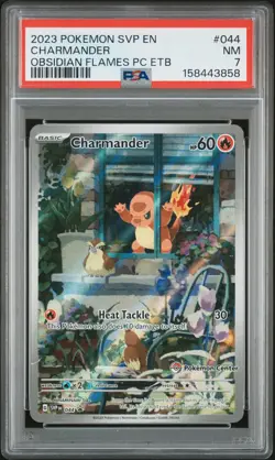 2023 POKEMON OBSIDIAN FLAMES POKEMON CENTER ETB PROMO SVP #044 CHARMANDER PSA 7 - Image 1