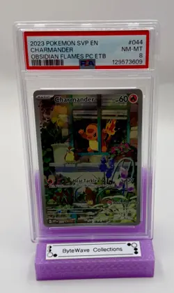 2023 POKEMON OBSIDIAN FLAMES POKEMON CENTER ETB PROMO SVP #044 CHARMANDER PSA 8 - Image 1