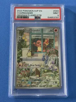 2023 POKEMON SVP EN-SV OBSIDIAN FLAMES ETB PROMO #044 CHARMANDER PSA 9 - Image 1