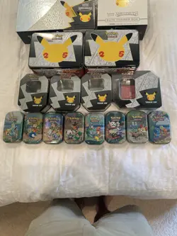 EMPTY STORAGE BOXES, TINS POKEMON CELEBRATIONS 25TH ANNIVERSARY. Empty. Read - Image 3