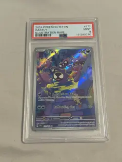 PSA 9 2024 Pokemon TCG Gastly 177/162 SV05 Temporal Forces IR Holo EN - Image 1