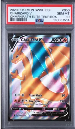 2020 Pokemon SWSH Charizard V SWSH050 BSP Champion's Path ETB Promo PSA 10 - Image 1