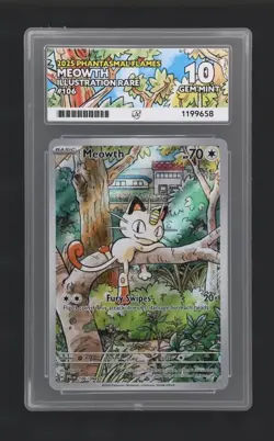 Pokemon TCG Phantasmal Flames Meowth 106/094 ACE 10 GEM MINT perfect Sub Grades - Image 1