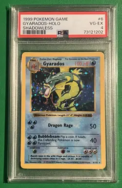 1999 POKEMON GYARADOS HOLO SHADOWLESS 6/102 BASE SET GAME VINTAGE PSA 4 - Image 1