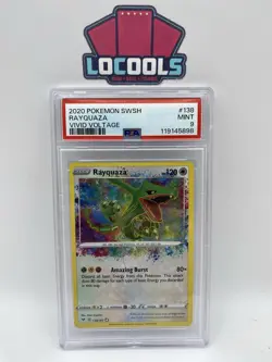 2020 Pokemon SWSH Vivid Voltage #138 Rayquaza Amazing Rare Holo PSA 9 Mint - Image 1