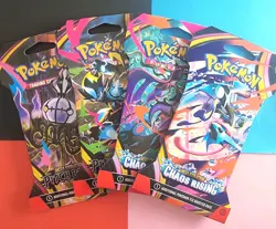 CHAOS Rising PITCH Black Sleeved Booster Packs 4 Pokemon TCG - Image 1